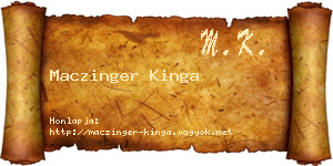 Maczinger Kinga névjegykártya